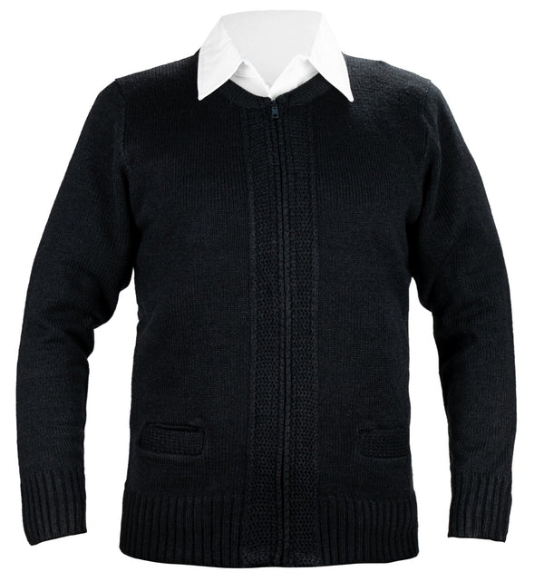 First Class Unisex Zip-Front Crewneck Cardigan Sweater