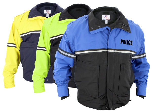 FIRST CLASS WATER PROOF ZIP-OFF SLEEVE BIKE PATROL JACKET WITH REMOVABLE LINER (POLICE)