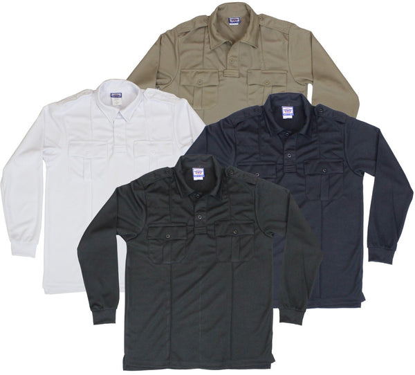 100% POLYESTER LONG SLEEVE PRO-DRY POLO SHIRT WITH TWO POCKETS