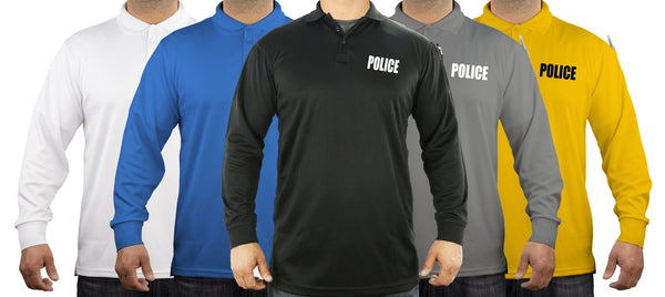 100% POLYESTER POLICE TACTICAL PERFORMANCE POLO LONG SLEEVE SHIRT