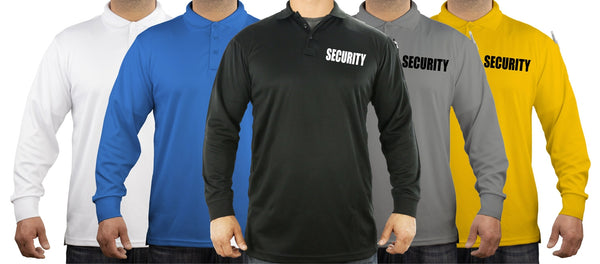100% Polyester Security Tactical Performance Polo Long Sleeve Shirt