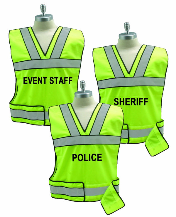 REFLECTIVE SAFETY VEST WITH POLICE, SHERIFF AND EVENT STAFF ID