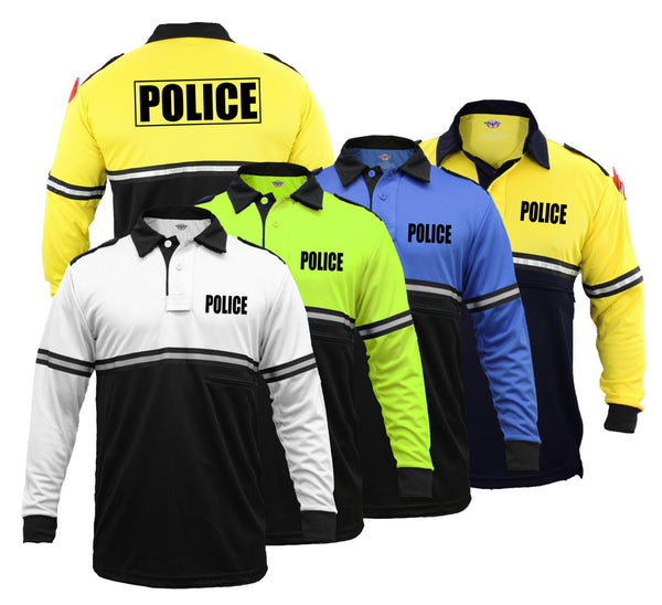 First Class Two Tone Police Long Sleeve Bike Patrol Shirt With Zipper Pocket