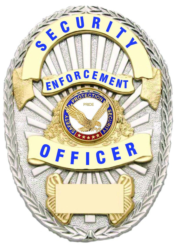 SECURITY ENFORCEMENT OFFICER GOLD ON SILVER SHIELD BADGE