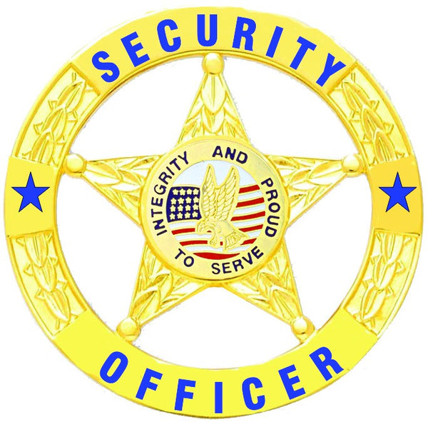 SECURITY OFFICER GOLD 5-POINT CIRCULAR BADGE