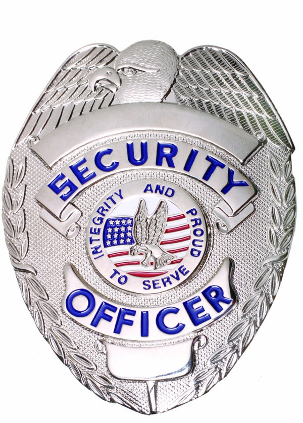 SECURITY OFFICER SILVER SHIELD BADGE - SILVER