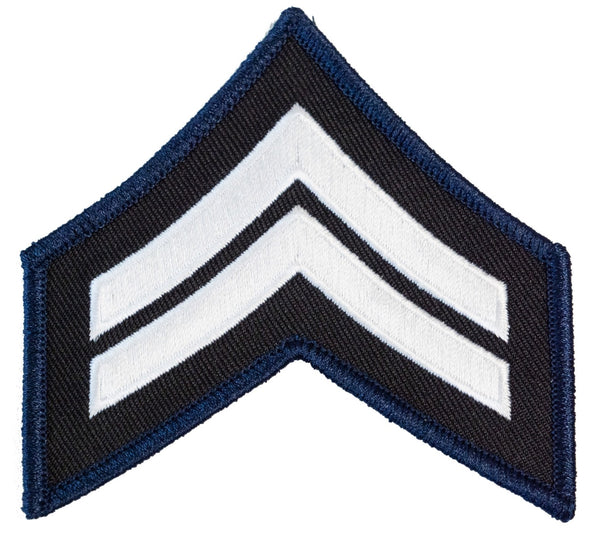 Corporal Chevron (White on Black with Blue Border)
