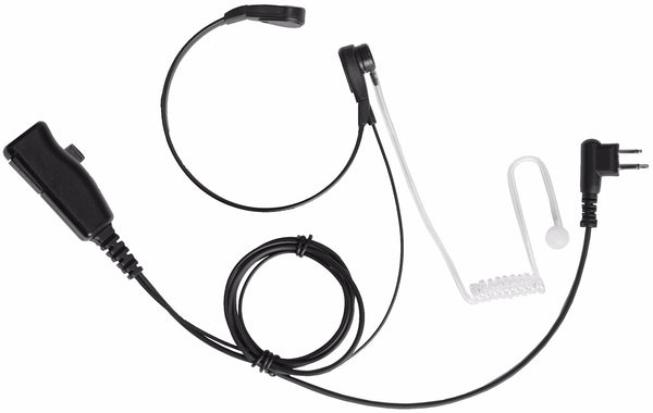 TACTICAL THROAT MIC WITH SURVEILLANCE EARPIECE (FOR KENWOOD & UAW 2 PRONG RADIOS)