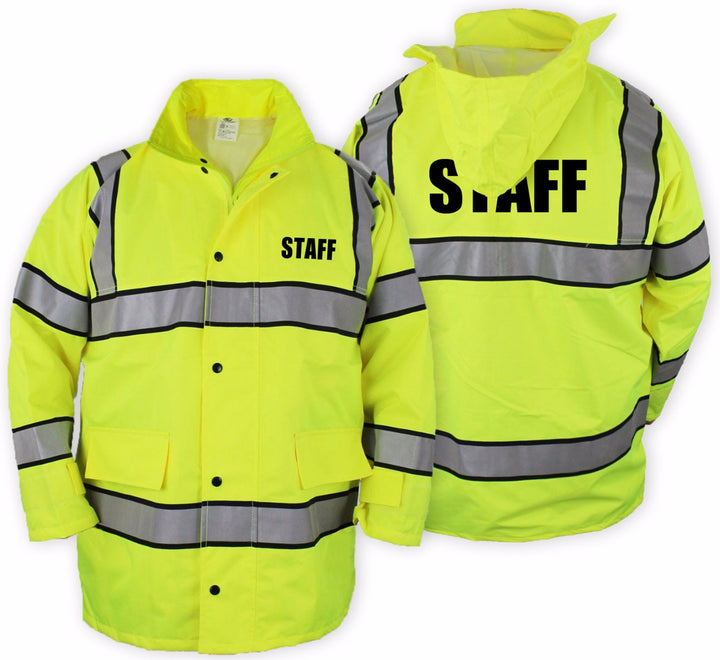 law enforcement rain gear High Visibility Raincoat with Reflective Stripes (Lime Green)