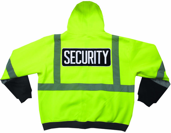 HI-VISIBILITY SAFETY THERMAL ZIPPERED HOODIE WITH SECURITY ID LIME GREEN/BLACK