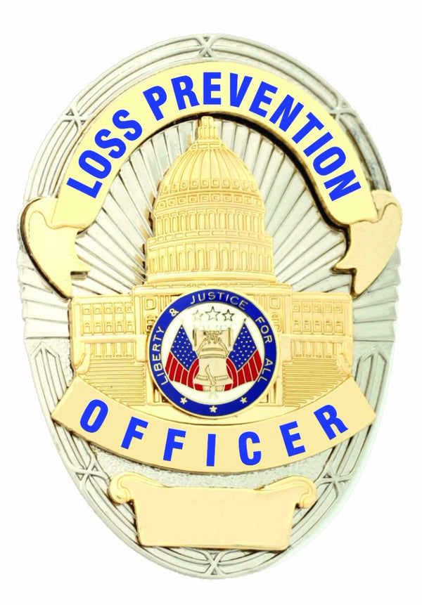 LOSS PREVENTION OFFICER GOLD ON SILVER SHIELD BADGE