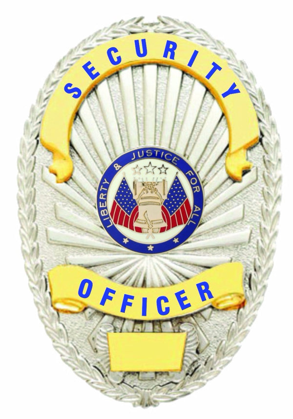 SECURITY OFFICER GOLD ON SILVER SHIELD BADGE