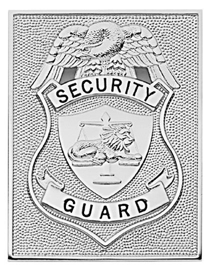 SECURITY GUARD SILVER RECTANGLE BADGE