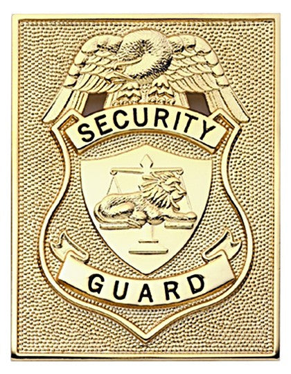 SECURITY GUARD GOLD RECTANGULAR BADGE