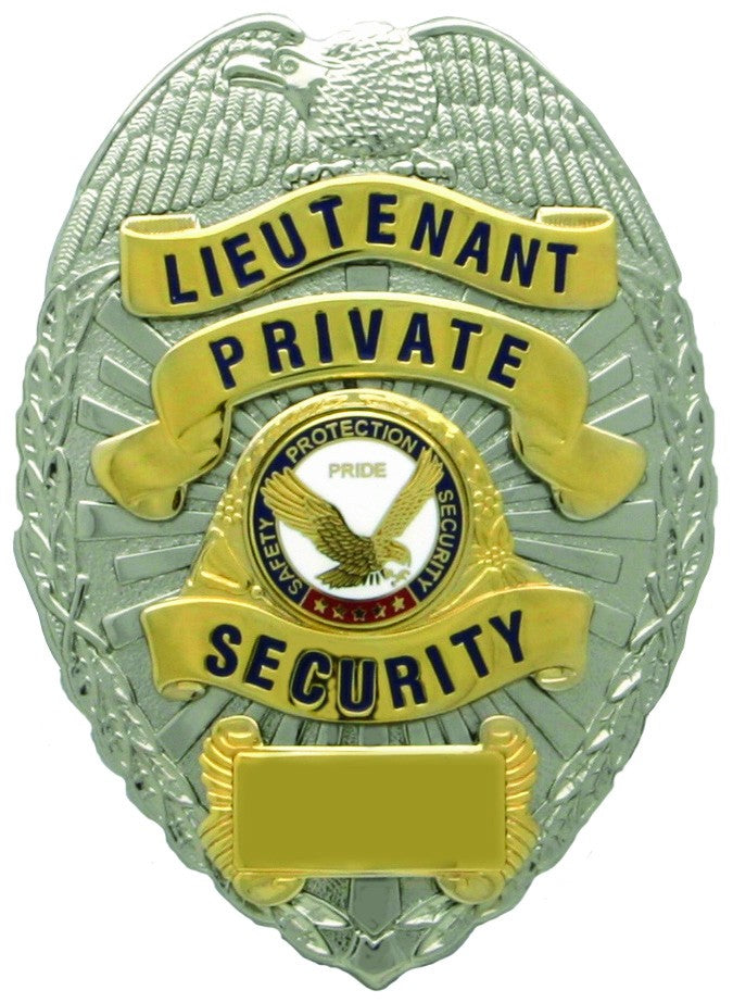 Lt First Class LIEUTENANT PRIVATE SECURITY GOLD ON SILVER SHIELD BADGE – First Class ...