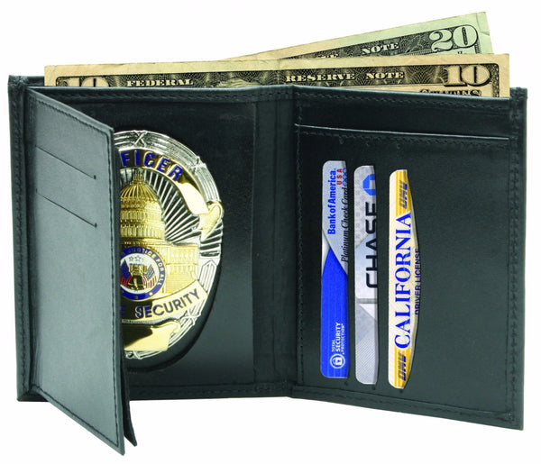 LEATHER WALLET & SHIELD BADGE/ID HOLDER