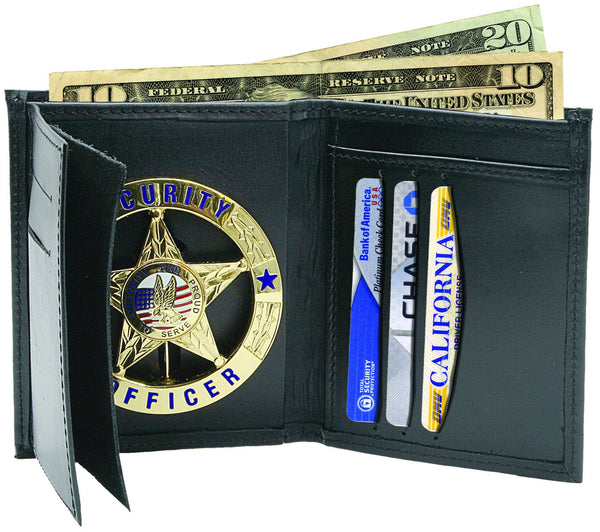 LEATHER WALLET WITH ROUND/STAR BADGE & ID HOLDER